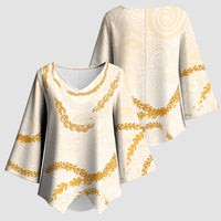 Aloha Lei Mikioi Kimono Sleeve Blouse Gold Polynesian Tribal Tatau Pattern LT9 - Polynesian Pride