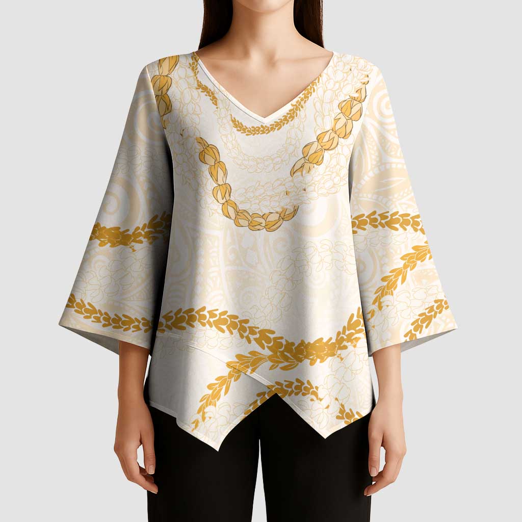 Aloha Lei Mikioi Kimono Sleeve Blouse Gold Polynesian Tribal Tatau Pattern LT9 - Polynesian Pride