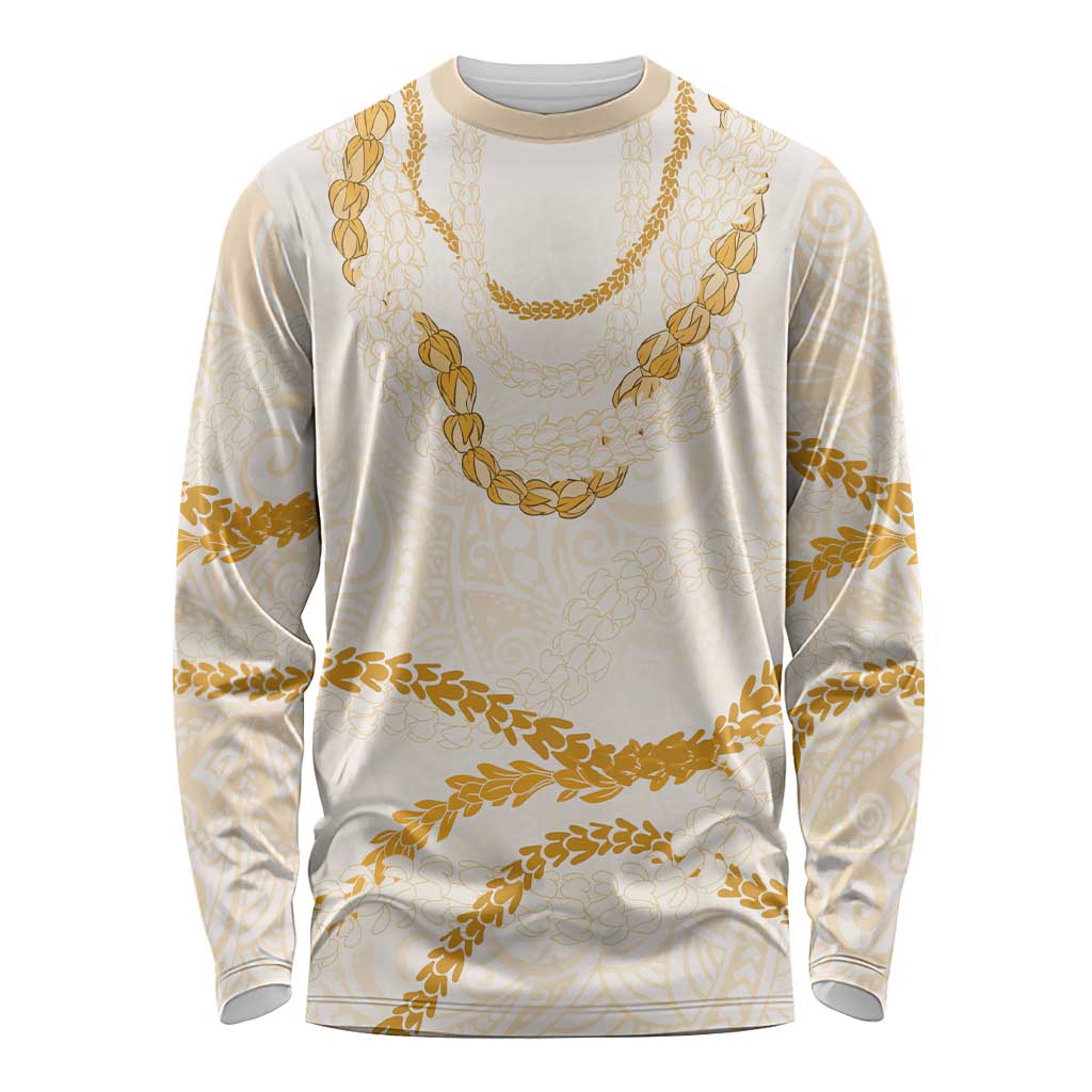 Aloha Lei Mikioi Long Sleeve Shirt Gold Polynesian Tribal Tatau Pattern LT9 Unisex Gold - Polynesian Pride