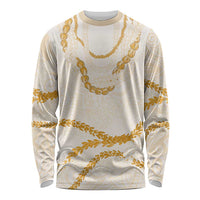 Aloha Lei Mikioi Long Sleeve Shirt Gold Polynesian Tribal Tatau Pattern LT9 Unisex Gold - Polynesian Pride