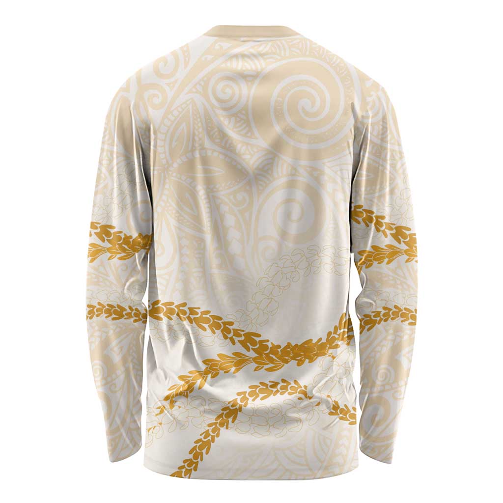 Aloha Lei Mikioi Long Sleeve Shirt Gold Polynesian Tribal Tatau Pattern LT9 - Polynesian Pride