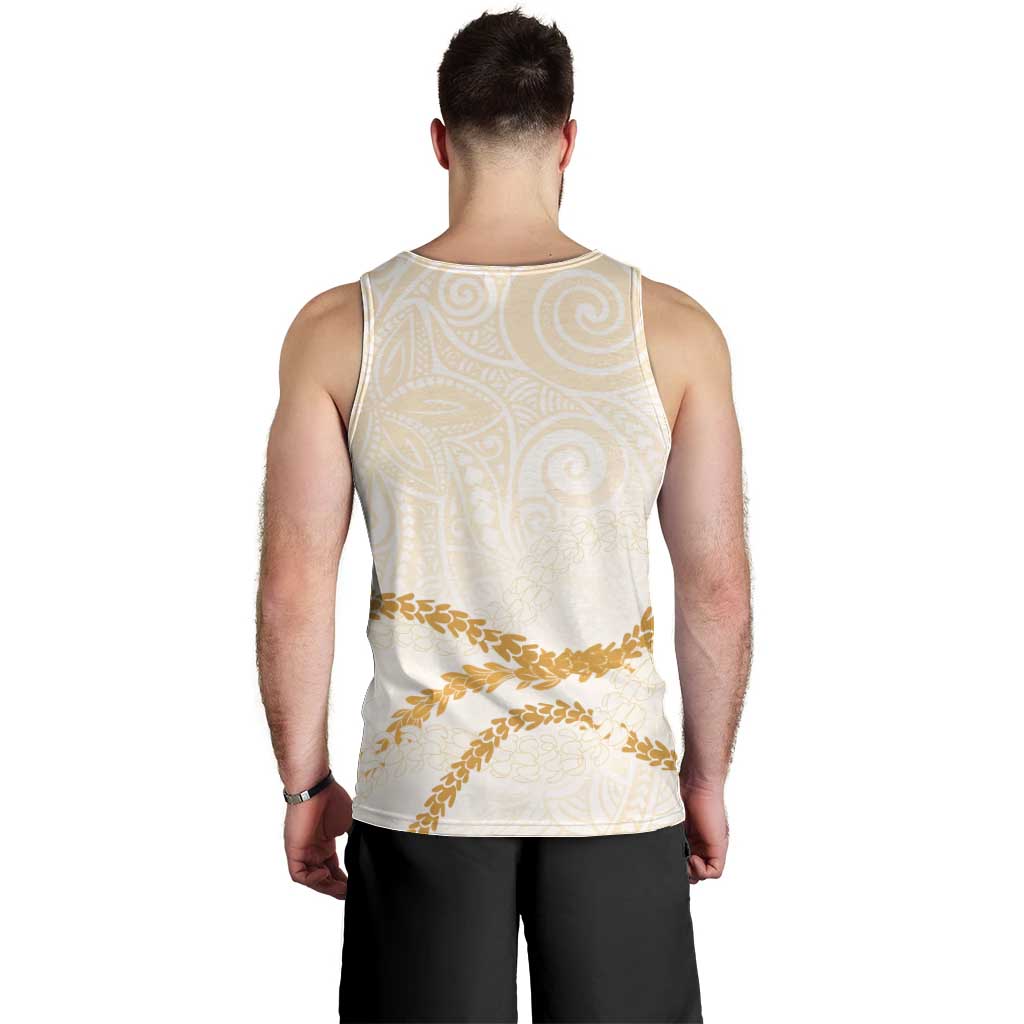 Aloha Lei Mikioi Men Tank Top Gold Polynesian Tribal Tatau Pattern LT9 - Polynesian Pride
