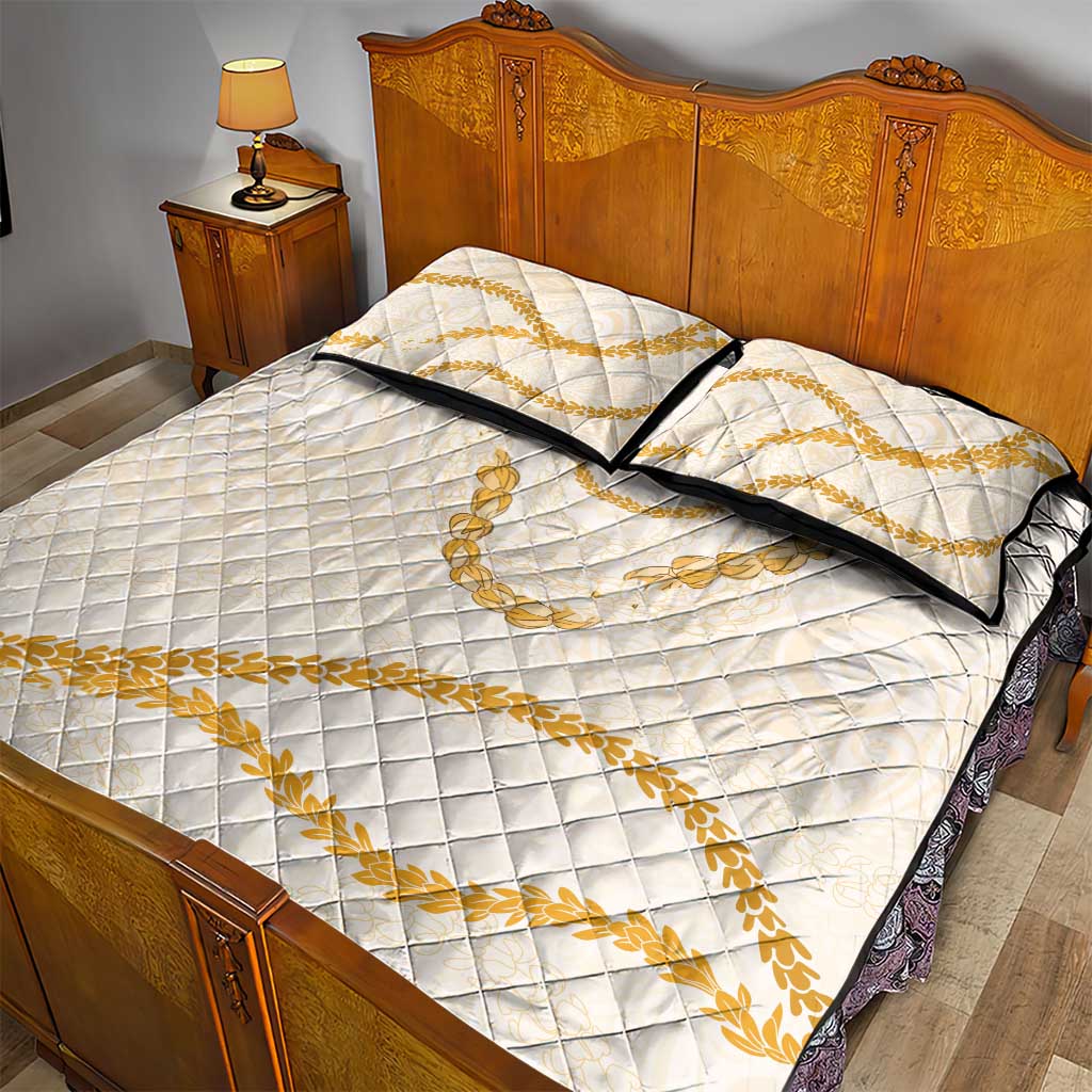 Aloha Lei Mikioi Quilt Bed Set Gold Polynesian Tribal Tatau Pattern LT9 - Polynesian Pride