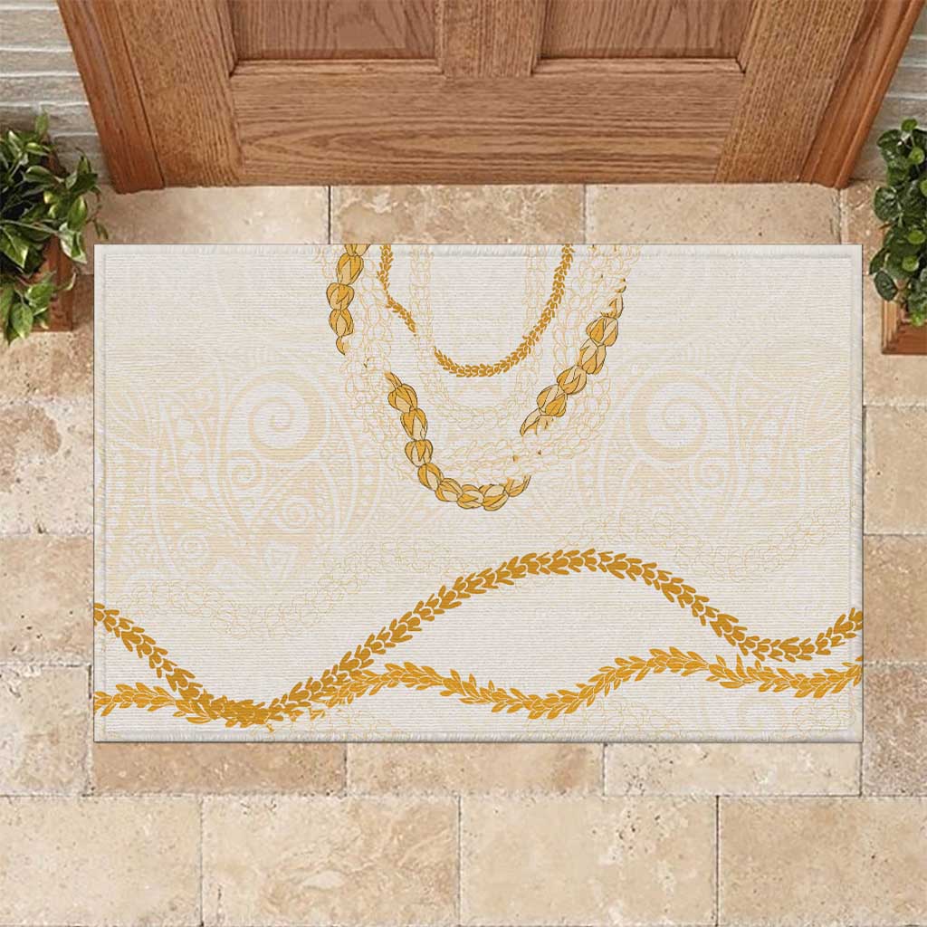 Aloha Lei Mikioi Rubber Doormat Gold Polynesian Tribal Tatau Pattern LT9 Gold - Polynesian Pride