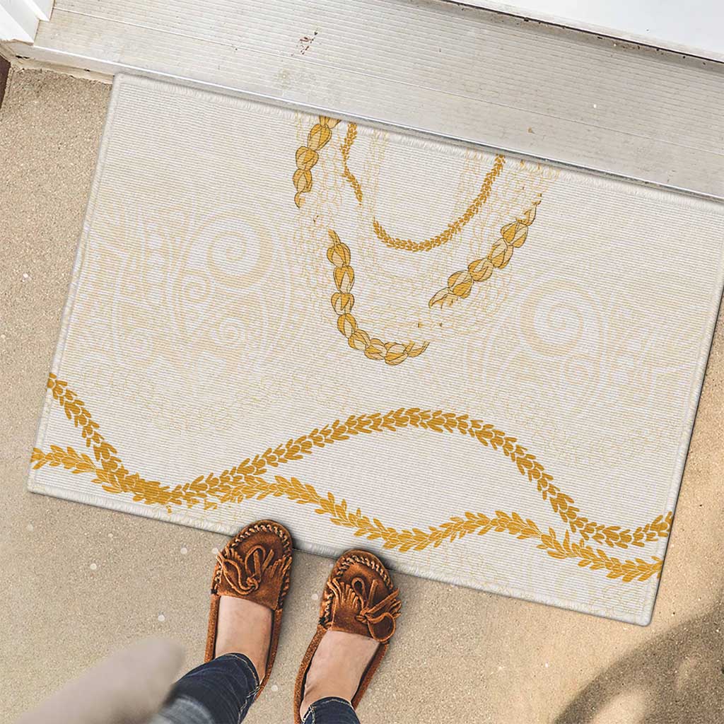 Aloha Lei Mikioi Rubber Doormat Gold Polynesian Tribal Tatau Pattern LT9 - Polynesian Pride
