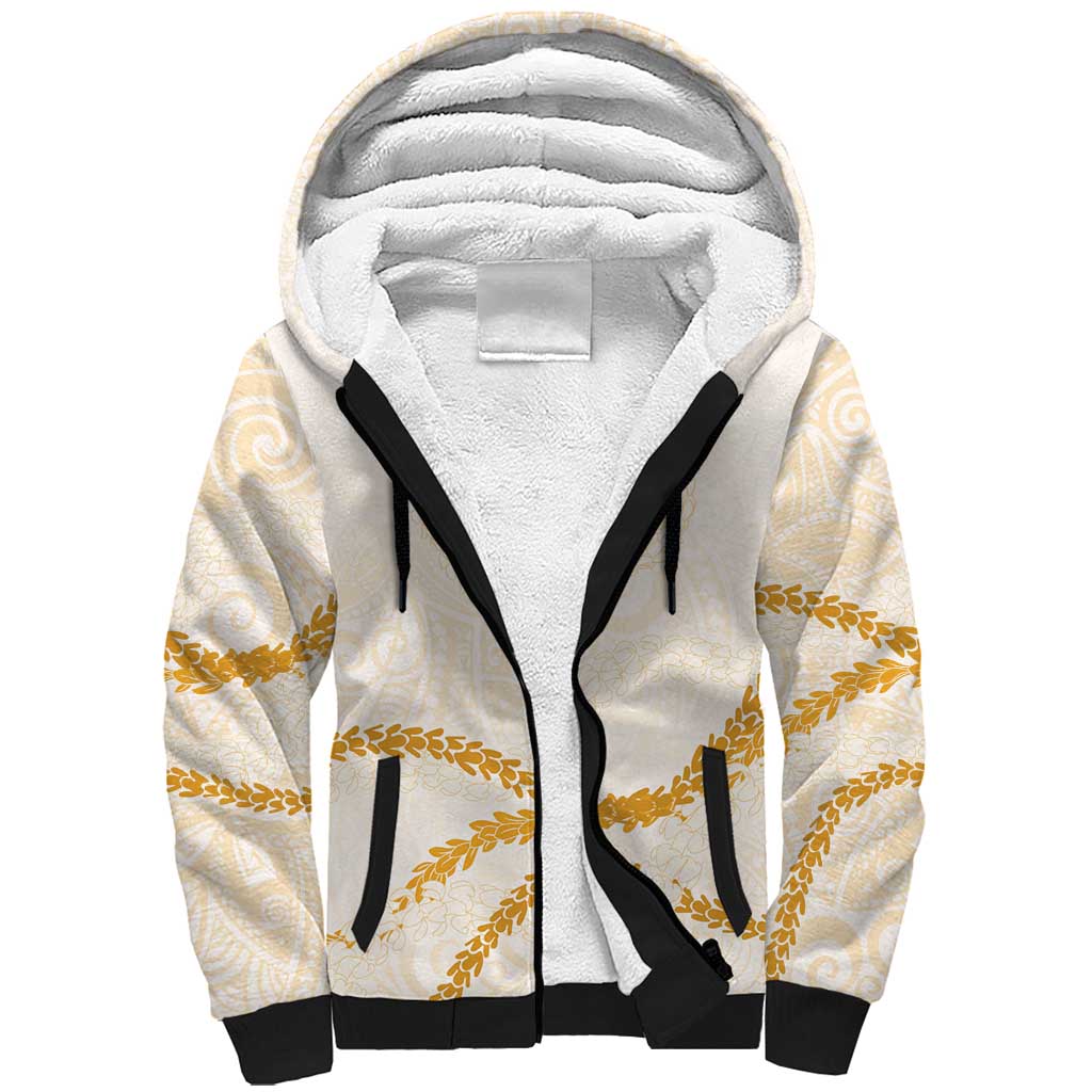 Aloha Lei Mikioi Sherpa Hoodie Gold Polynesian Tribal Tatau Pattern LT9 Unisex Gold - Polynesian Pride