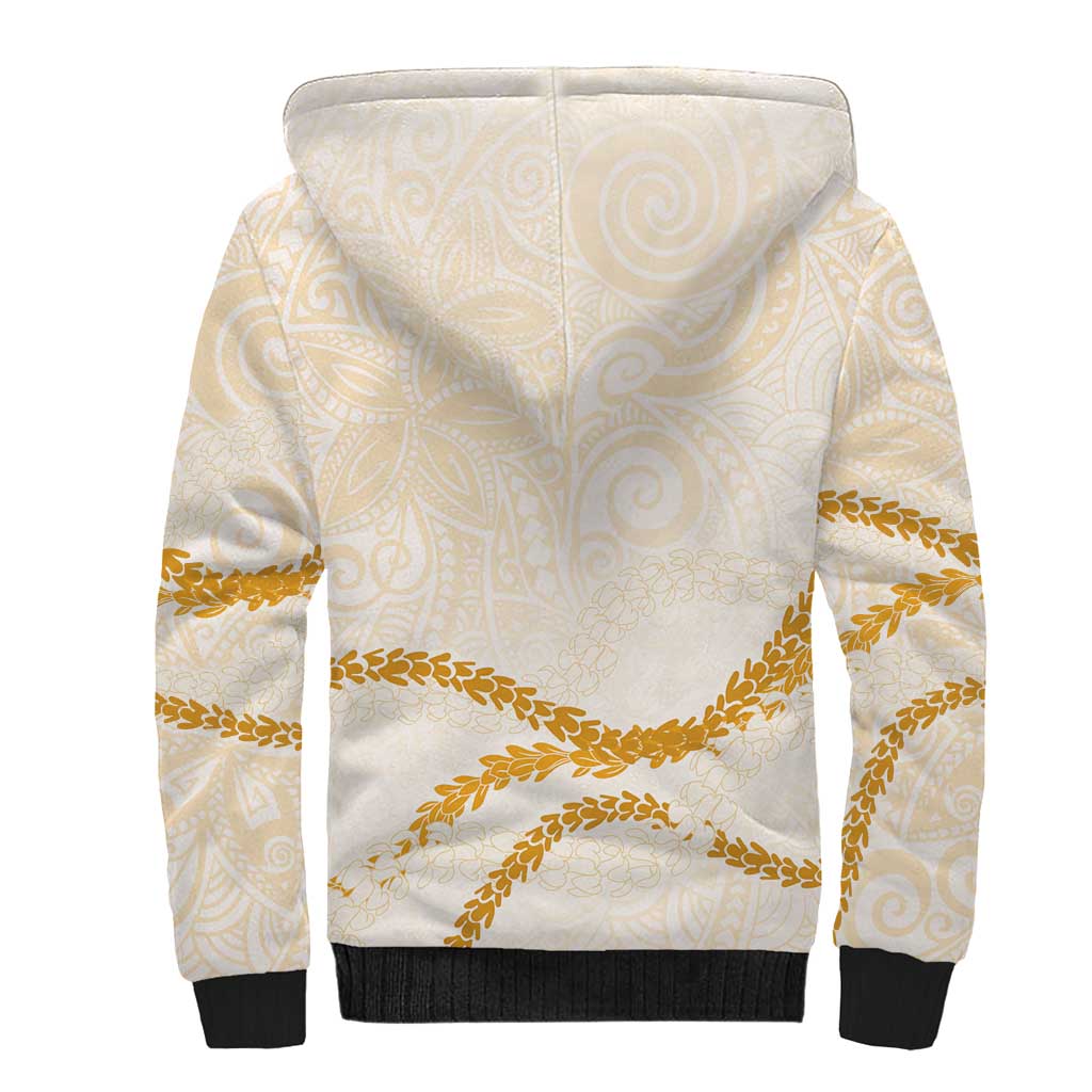 Aloha Lei Mikioi Sherpa Hoodie Gold Polynesian Tribal Tatau Pattern LT9 - Polynesian Pride