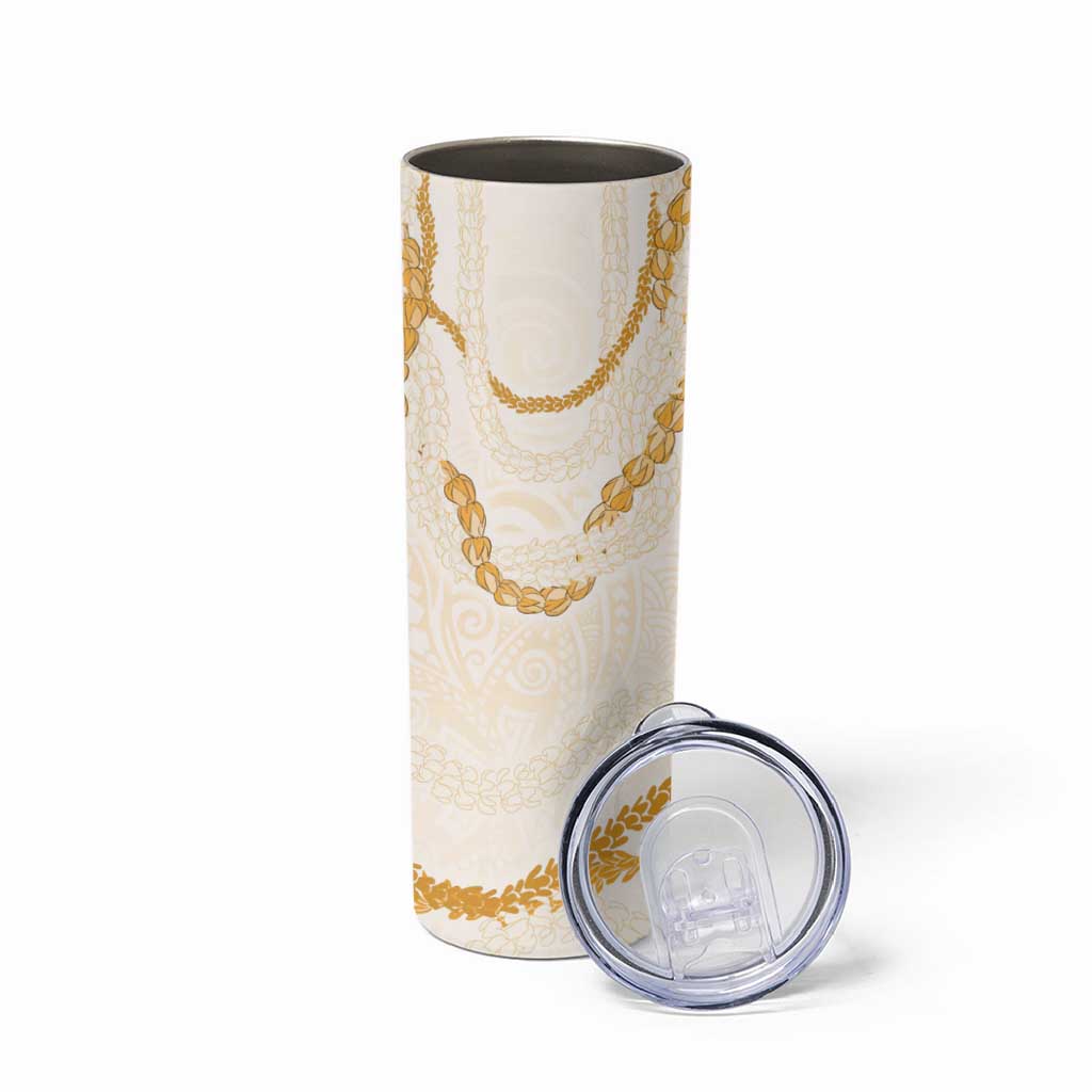 Aloha Lei Mikioi Skinny Tumbler Gold Polynesian Tribal Tatau Pattern