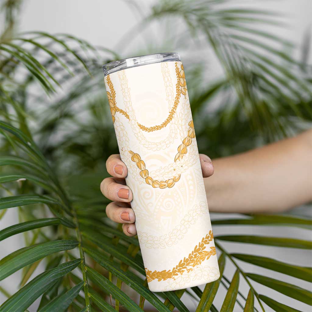 Aloha Lei Mikioi Skinny Tumbler Gold Polynesian Tribal Tatau Pattern