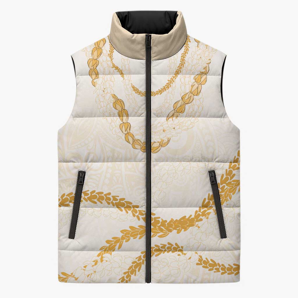 Aloha Lei Mikioi Sleeveless Puffer Jacket Gold Polynesian Tribal Tatau Pattern LT9 Unisex Gold - Polynesian Pride
