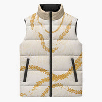 Aloha Lei Mikioi Sleeveless Puffer Jacket Gold Polynesian Tribal Tatau Pattern LT9 Unisex Gold - Polynesian Pride