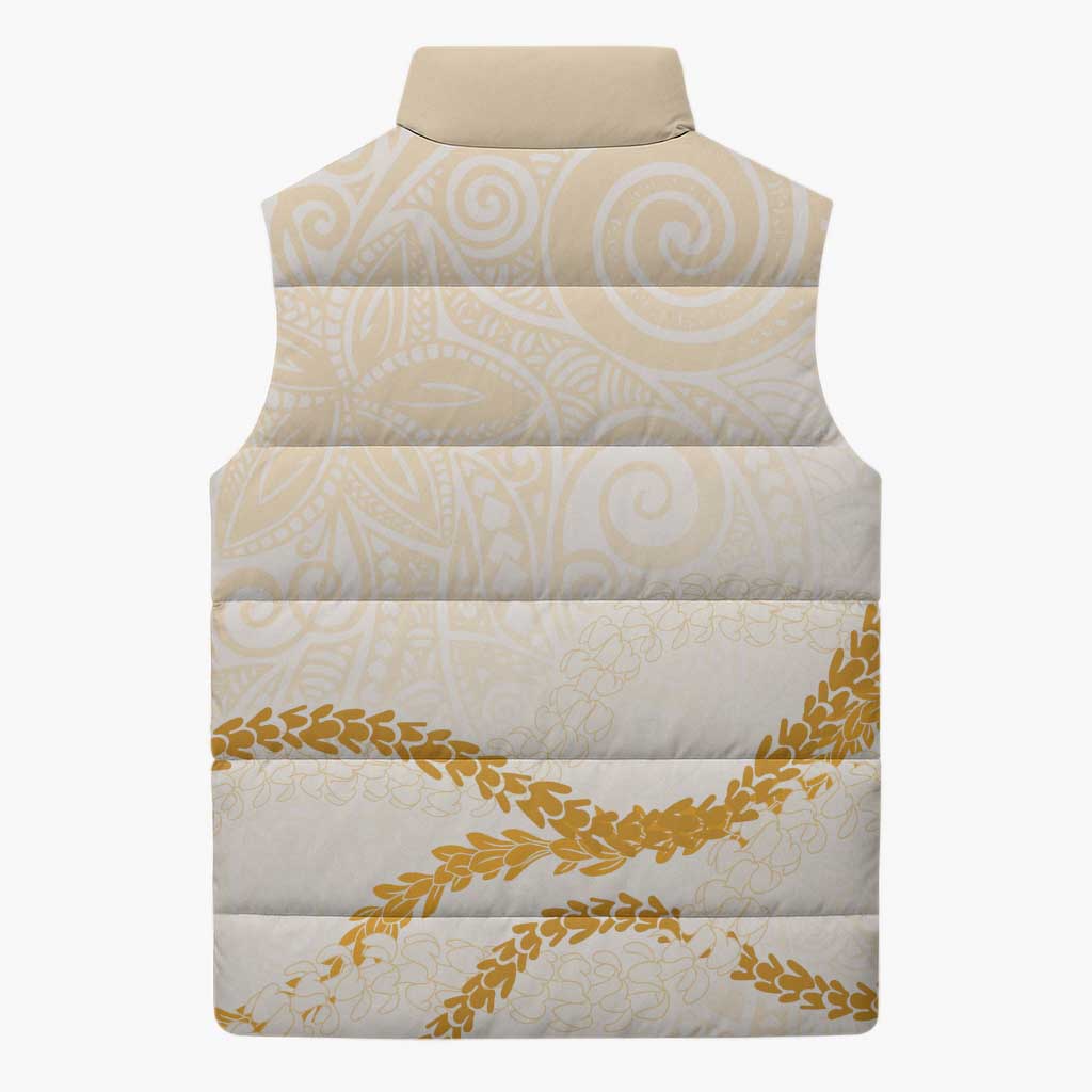 Aloha Lei Mikioi Sleeveless Puffer Jacket Gold Polynesian Tribal Tatau Pattern LT9 - Polynesian Pride