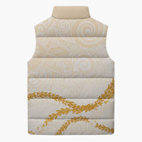 Aloha Lei Mikioi Sleeveless Puffer Jacket Gold Polynesian Tribal Tatau Pattern LT9 - Polynesian Pride
