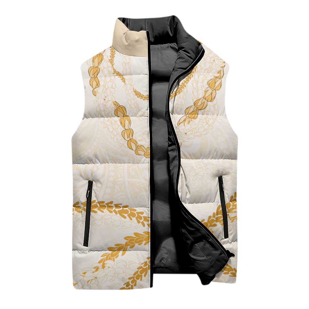 Aloha Lei Mikioi Sleeveless Puffer Jacket Gold Polynesian Tribal Tatau Pattern LT9 - Polynesian Pride