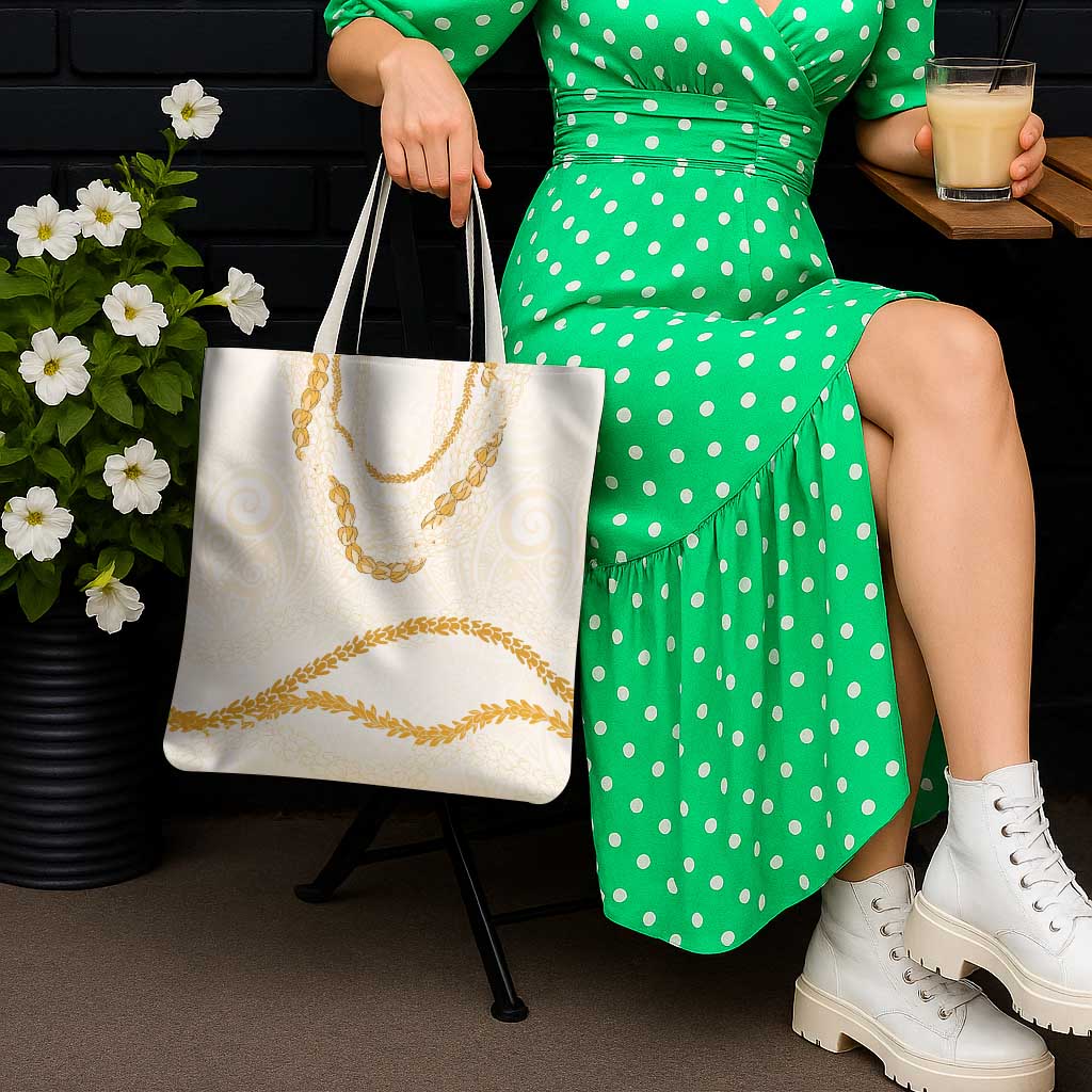 Aloha Lei Mikioi Tote Bag Gold Polynesian Tribal Tatau Pattern - Polynesian Pride