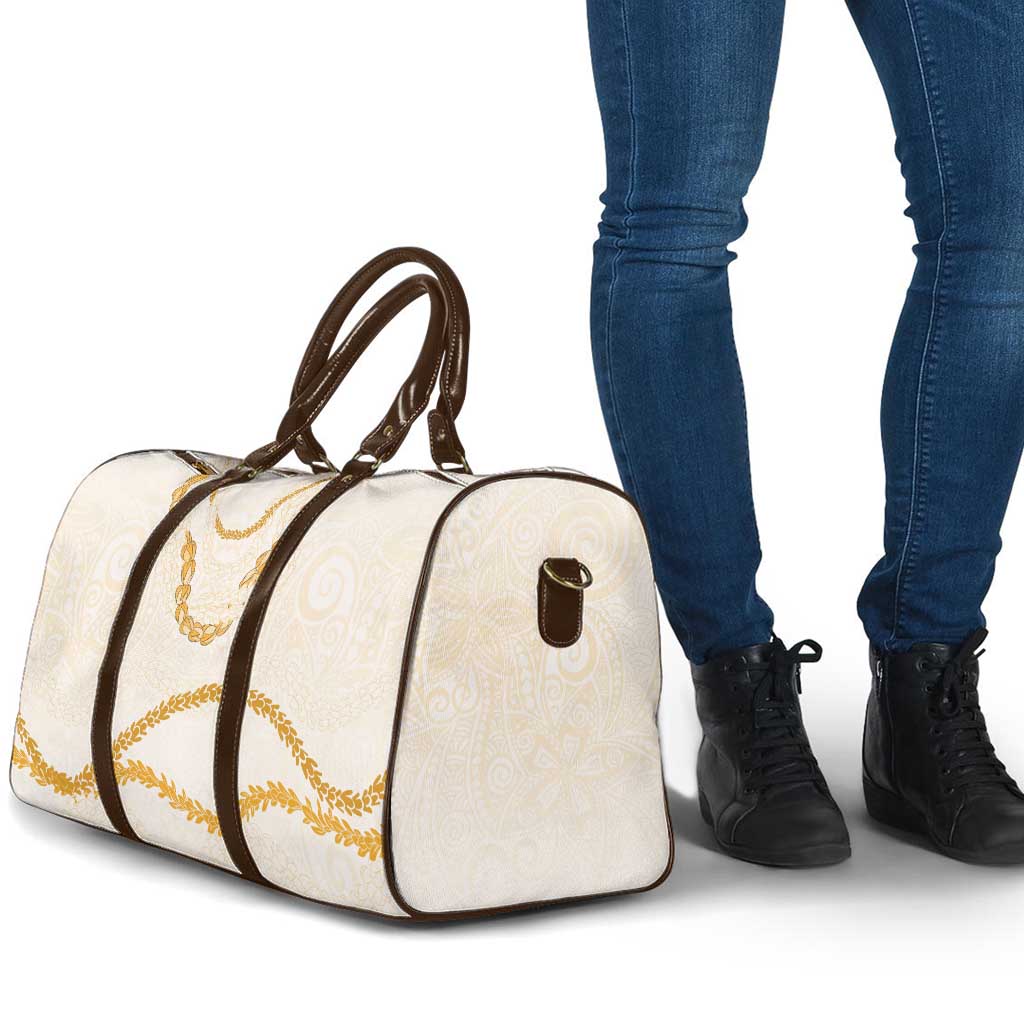 Aloha Lei Mikioi Travel Bag Gold Polynesian Tribal Tatau Pattern - Polynesian Pride