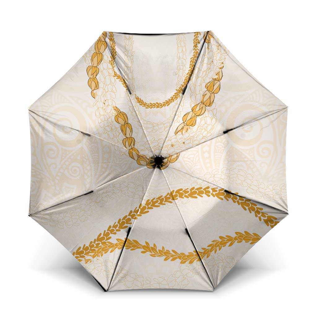 Aloha Lei Mikioi Umbrella Gold Polynesian Tribal Tatau Pattern LT9 One Size Folded 11.42 inch Opened Diameter 37.4 inch Gold - Polynesian Pride