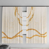 Aloha Lei Mikioi Window Curtain Gold Polynesian Tribal Tatau Pattern LT9 With Hooks Gold - Polynesian Pride
