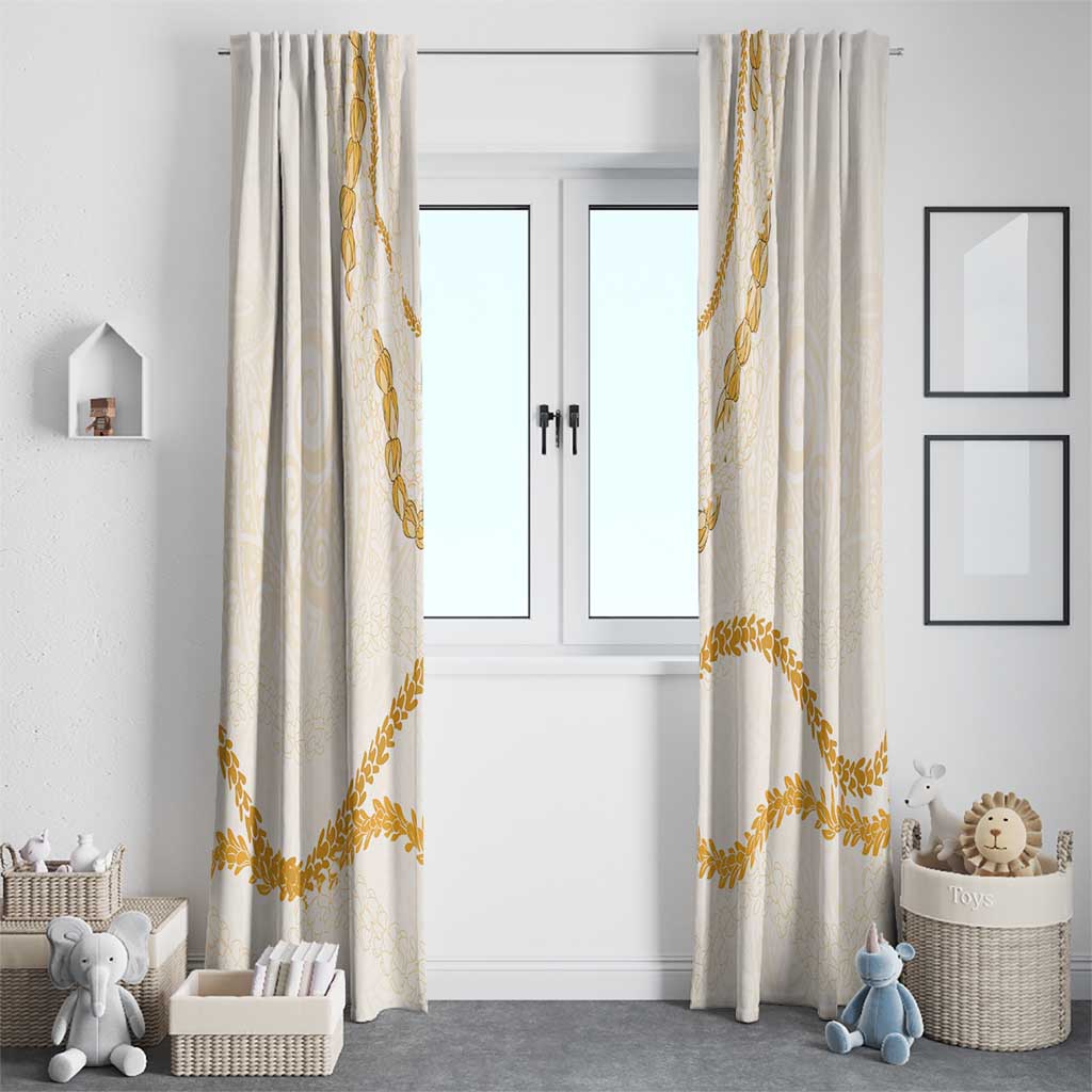 Aloha Lei Mikioi Window Curtain Gold Polynesian Tribal Tatau Pattern LT9 - Polynesian Pride