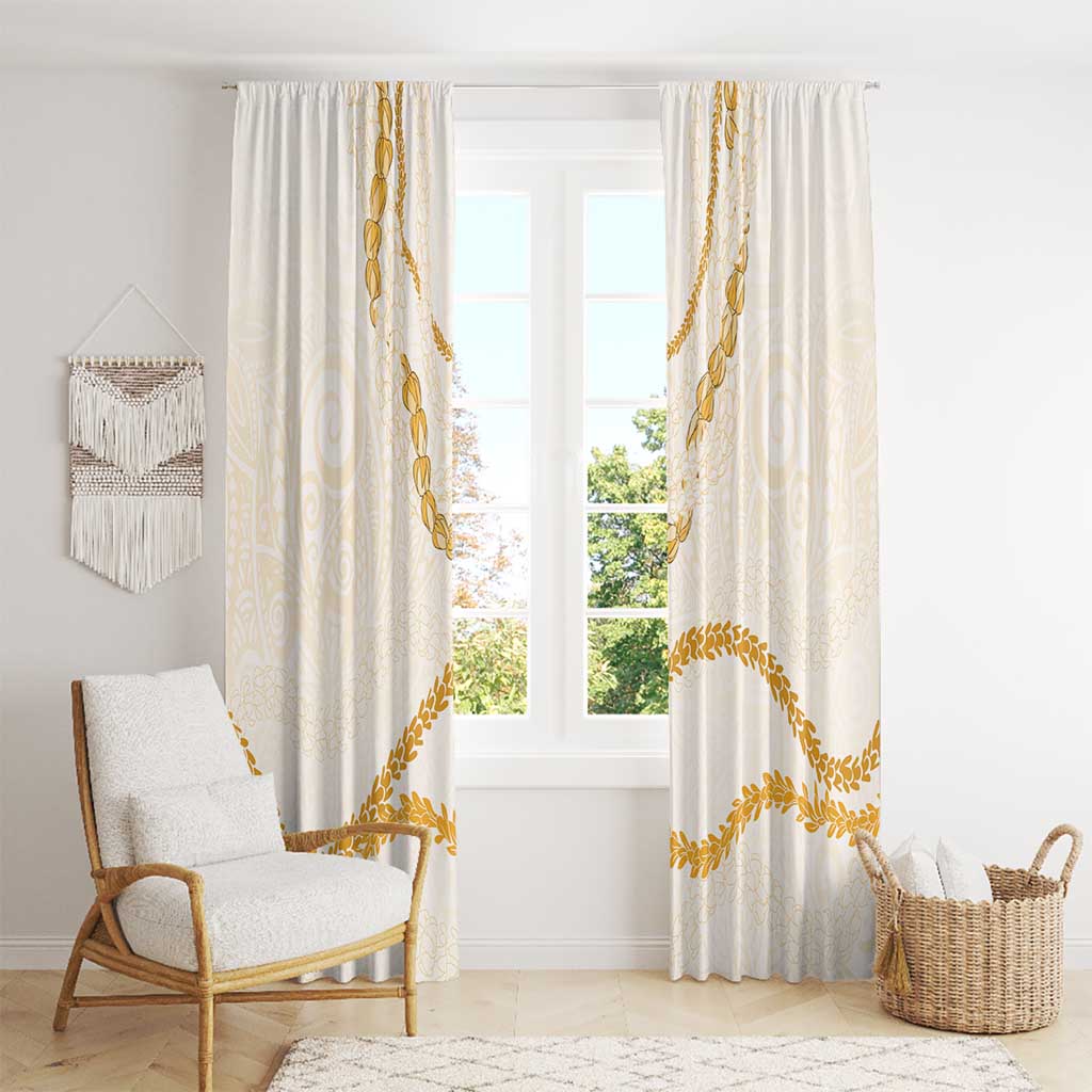 Aloha Lei Mikioi Window Curtain Gold Polynesian Tribal Tatau Pattern LT9 - Polynesian Pride