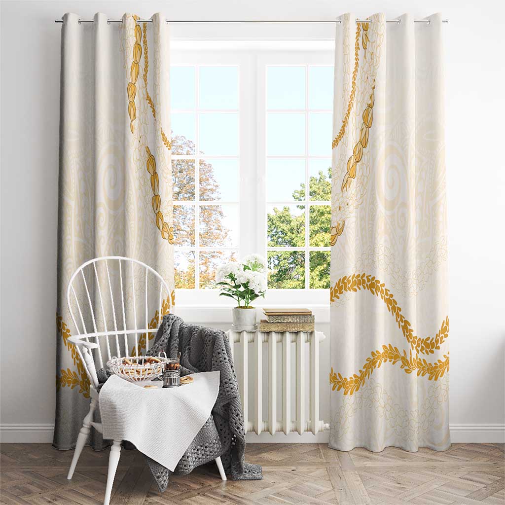 Aloha Lei Mikioi Window Curtain Gold Polynesian Tribal Tatau Pattern LT9 - Polynesian Pride