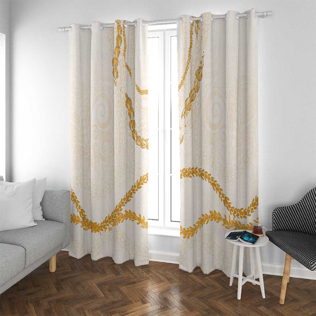 Aloha Lei Mikioi Window Curtain Gold Polynesian Tribal Tatau Pattern LT9 With Grommets Gold - Polynesian Pride