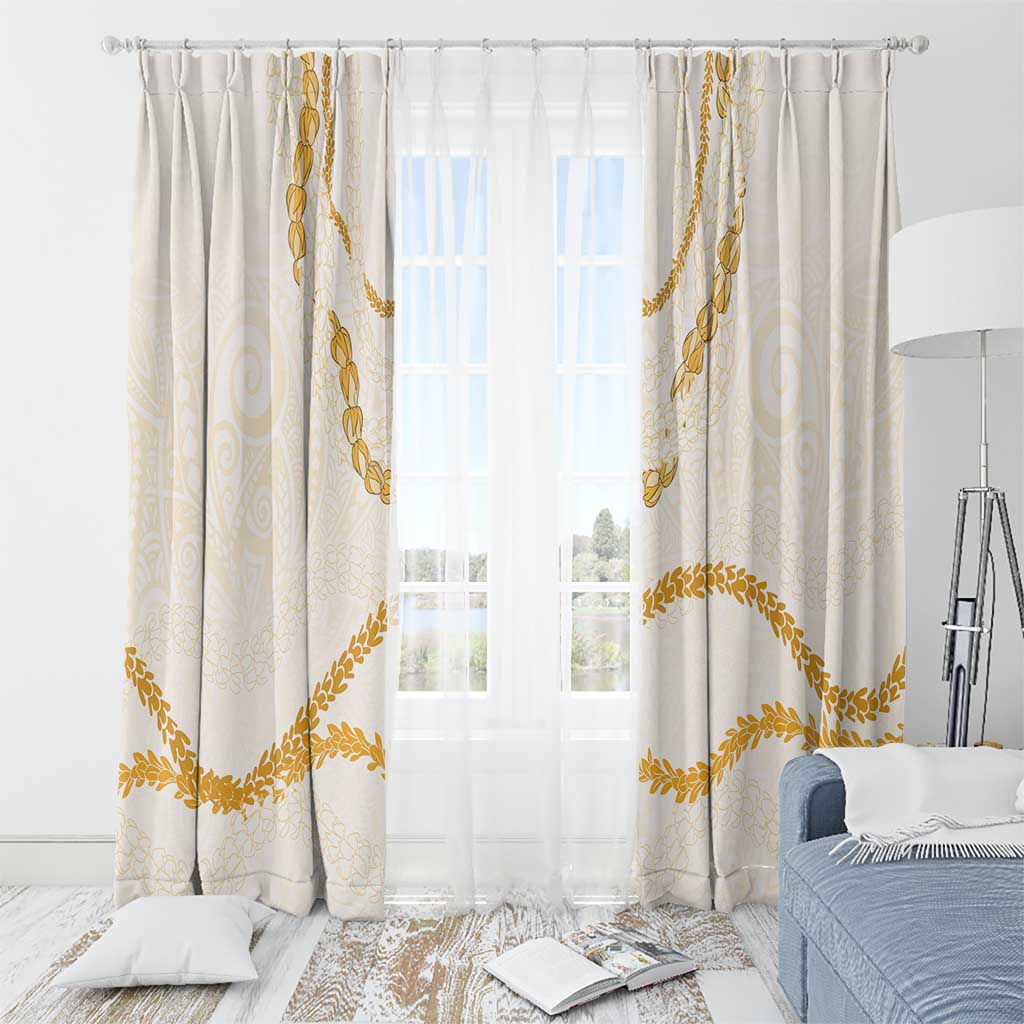 Aloha Lei Mikioi Window Curtain Gold Polynesian Tribal Tatau Pattern LT9 - Polynesian Pride