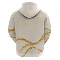 Aloha Lei Mikioi Zip Hoodie Gold Polynesian Tribal Tatau Pattern