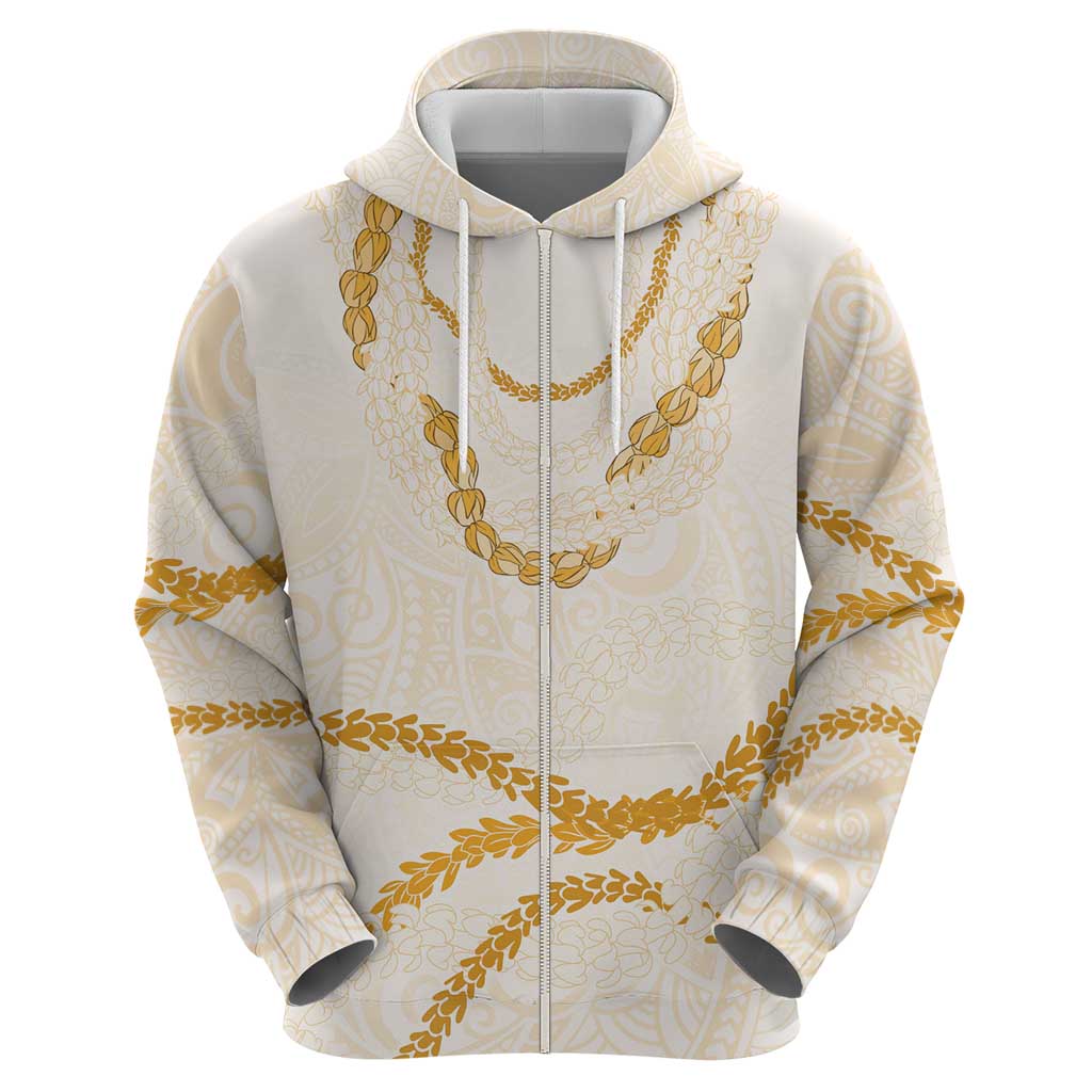 Aloha Lei Mikioi Zip Hoodie Gold Polynesian Tribal Tatau Pattern