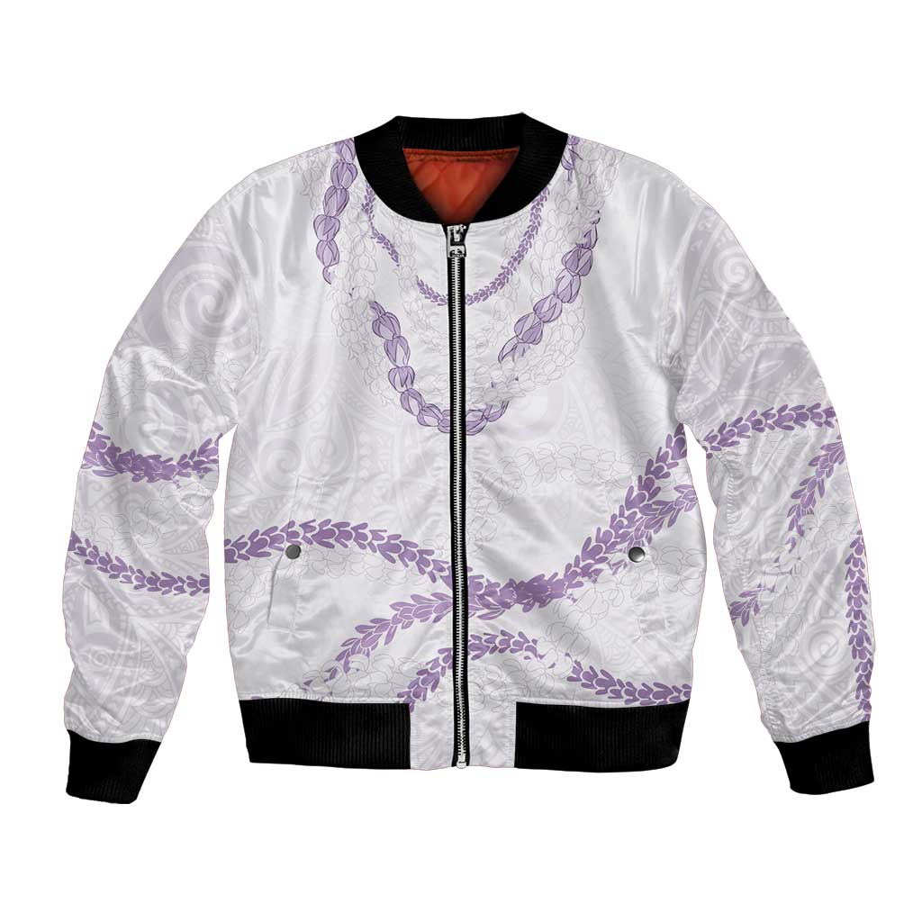 Aloha Lei Mikioi Bomber Jacket Purple Polynesian Tribal Tatau Pattern