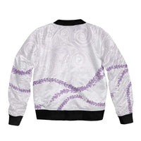 Aloha Lei Mikioi Bomber Jacket Purple Polynesian Tribal Tatau Pattern