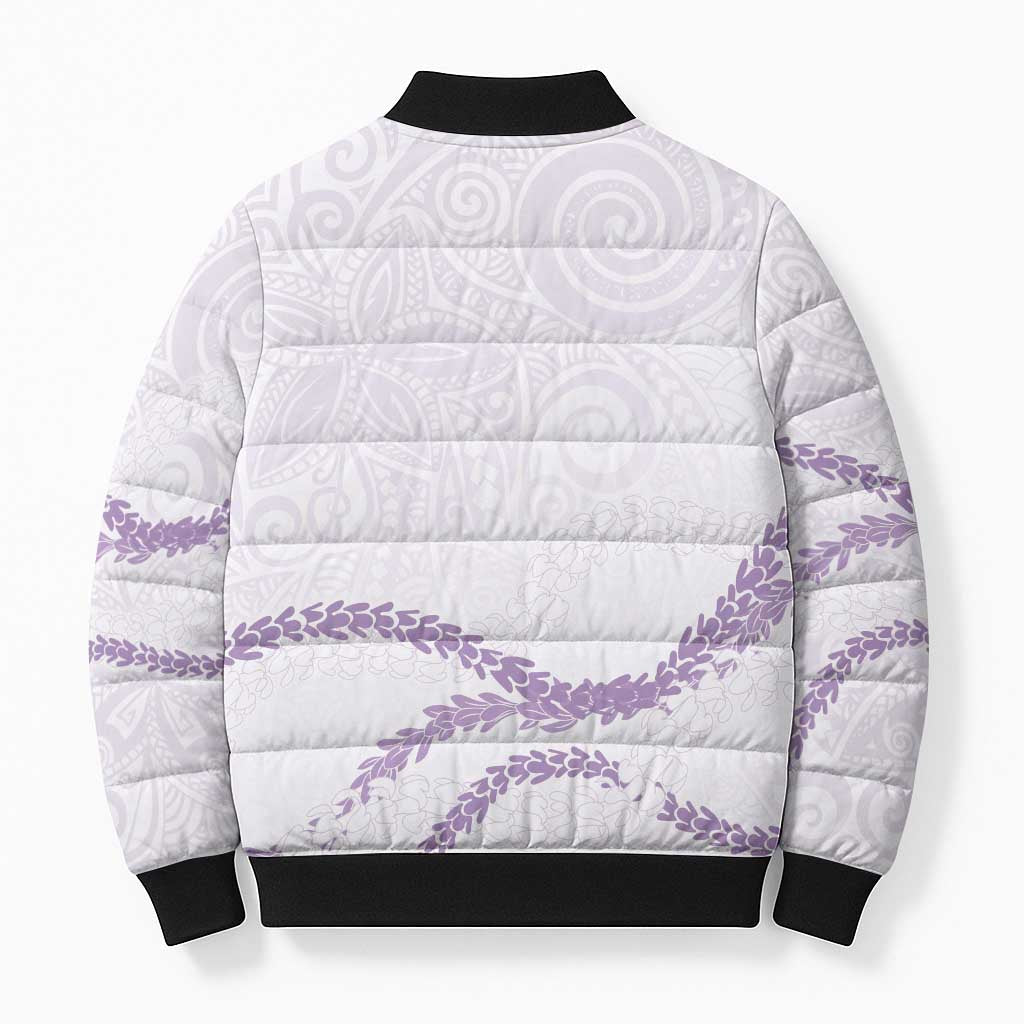 Aloha Lei Mikioi Bomber Puffer Jacket Purple Polynesian Tribal Tatau Pattern LT9 - Polynesian Pride