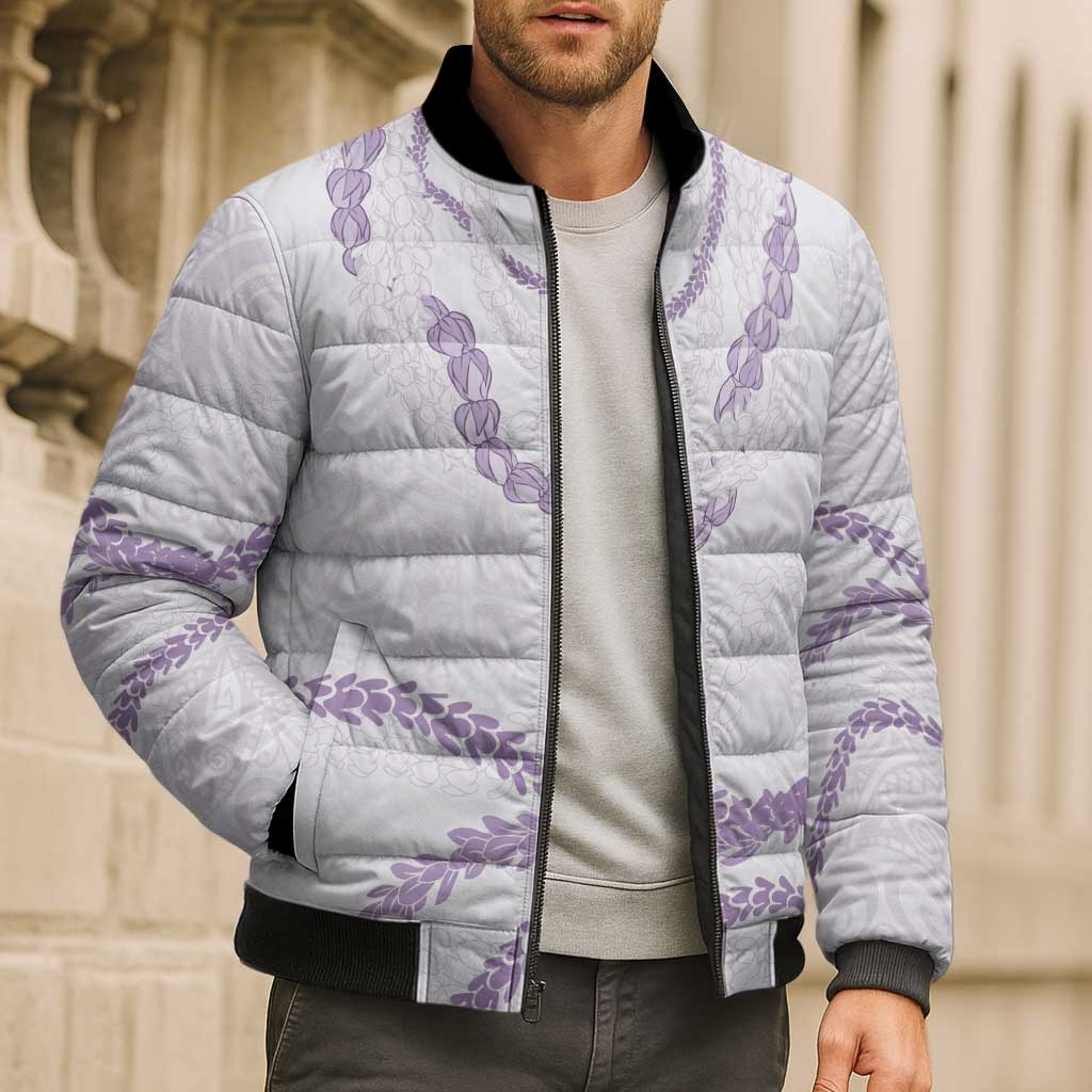 Aloha Lei Mikioi Bomber Puffer Jacket Purple Polynesian Tribal Tatau Pattern LT9 - Polynesian Pride