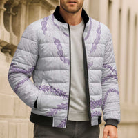 Aloha Lei Mikioi Bomber Puffer Jacket Purple Polynesian Tribal Tatau Pattern LT9 - Polynesian Pride