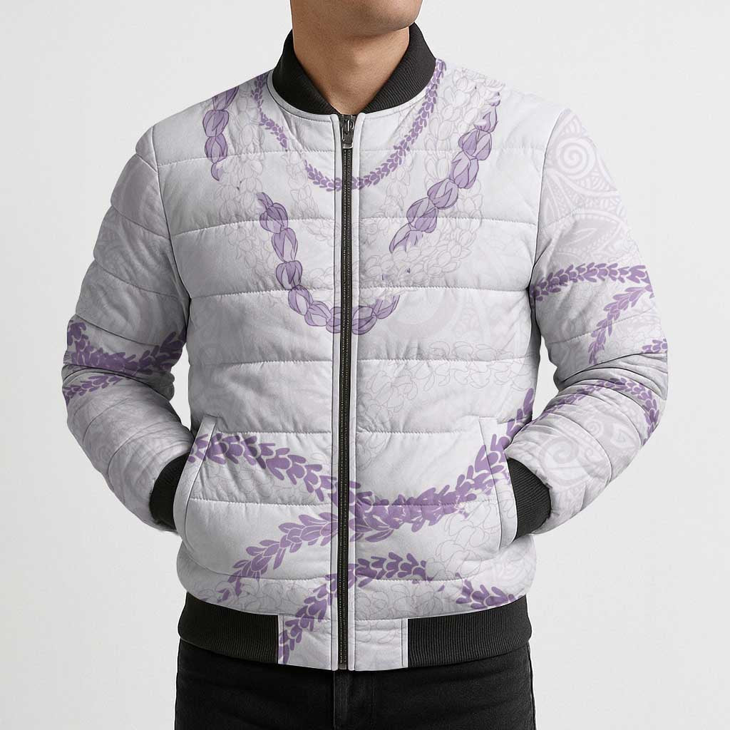 Aloha Lei Mikioi Bomber Puffer Jacket Purple Polynesian Tribal Tatau Pattern LT9 - Polynesian Pride