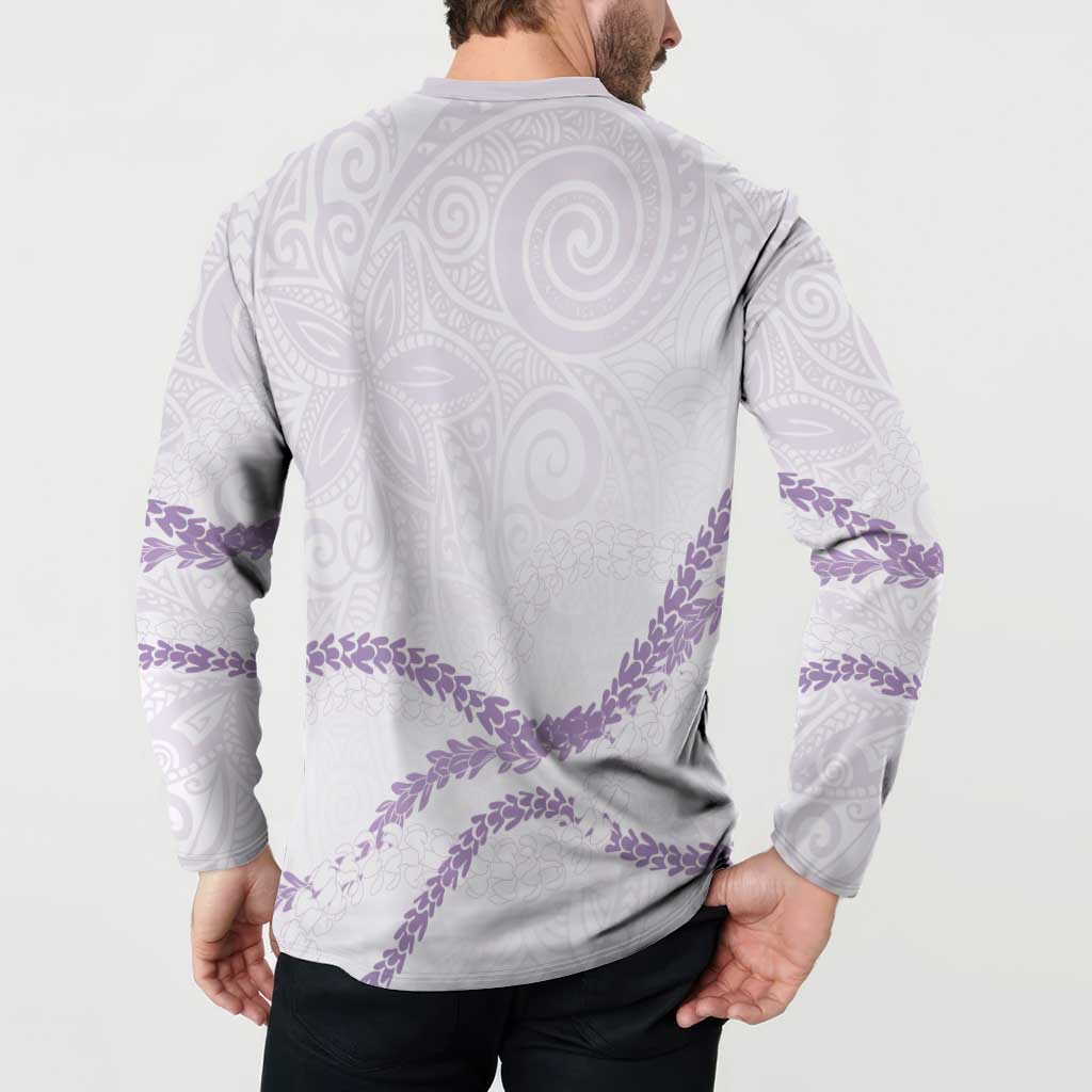 Aloha Lei Mikioi Button Sweatshirt Purple Polynesian Tribal Tatau Pattern LT9 - Polynesian Pride