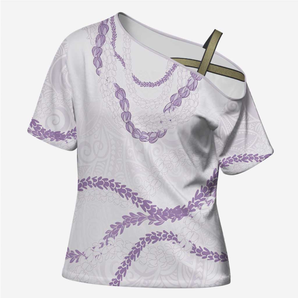 Aloha Lei Mikioi Cross Shoulder Shirt Purple Polynesian Tribal Tatau Pattern LT9 Female Purple - Polynesian Pride