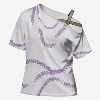 Aloha Lei Mikioi Cross Shoulder Shirt Purple Polynesian Tribal Tatau Pattern LT9 Female Purple - Polynesian Pride