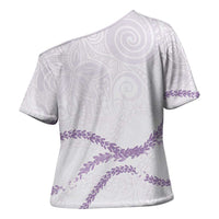 Aloha Lei Mikioi Cross Shoulder Shirt Purple Polynesian Tribal Tatau Pattern LT9 - Polynesian Pride