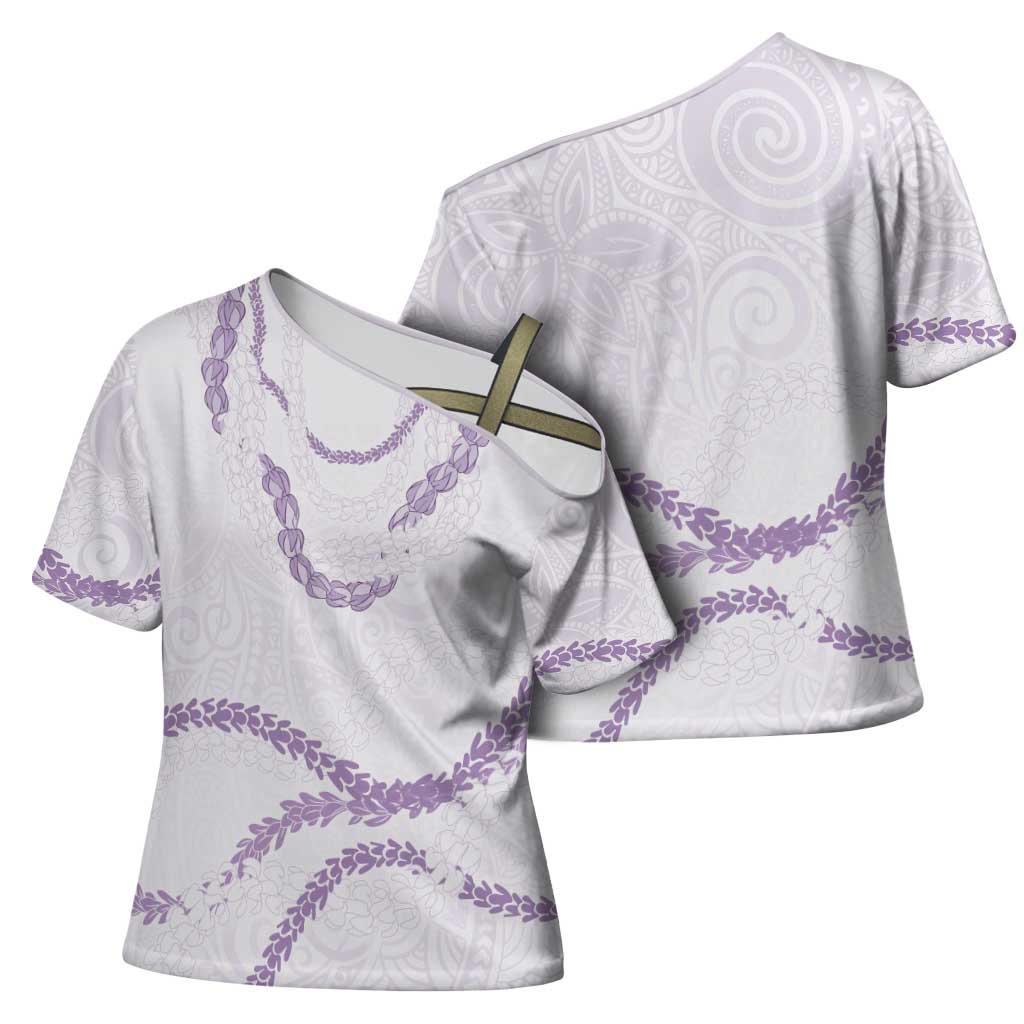 Aloha Lei Mikioi Cross Shoulder Shirt Purple Polynesian Tribal Tatau Pattern LT9 - Polynesian Pride
