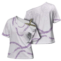 Aloha Lei Mikioi Cross Shoulder Shirt Purple Polynesian Tribal Tatau Pattern LT9 - Polynesian Pride