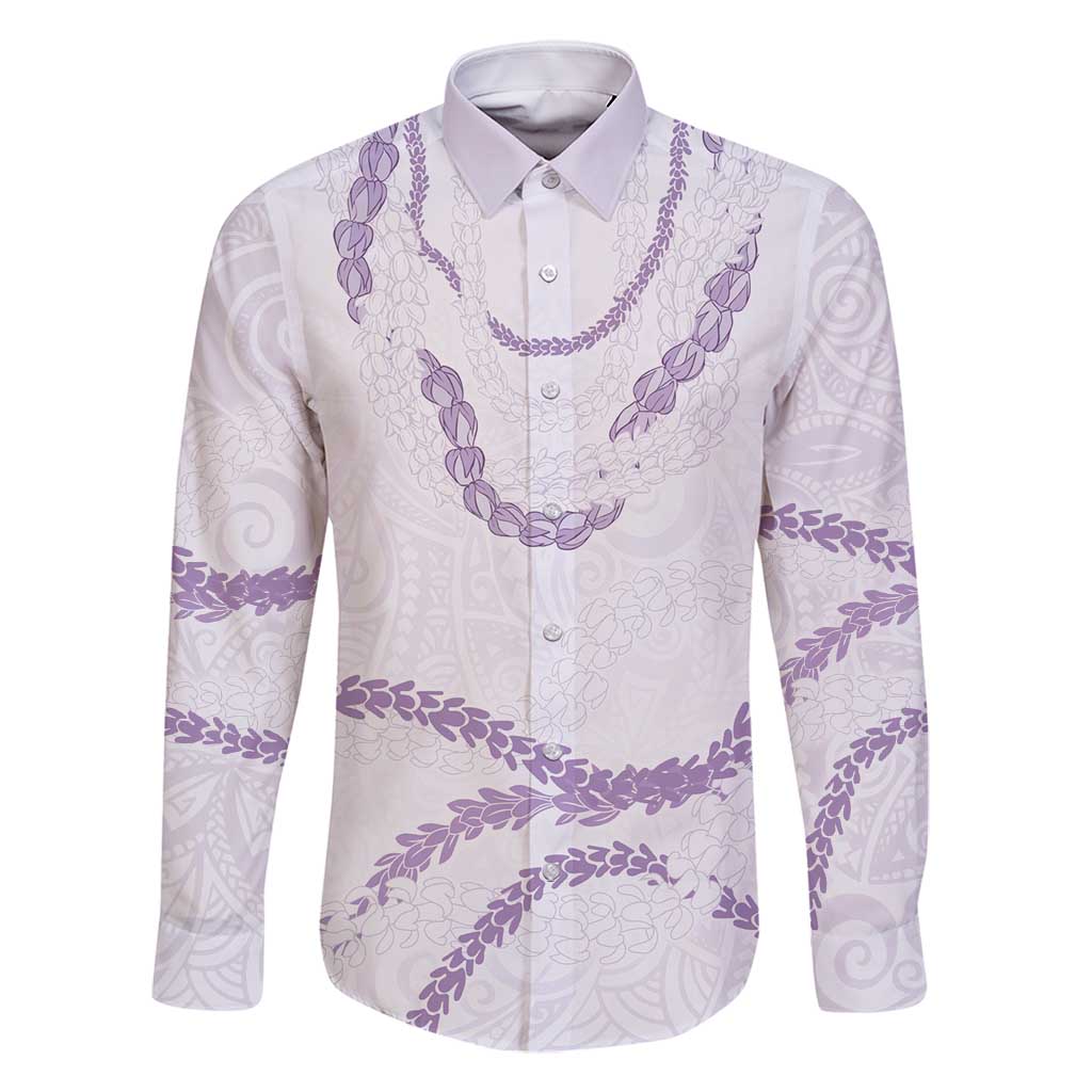 Aloha Lei Mikioi Family Matching Mermaid Dress and Hawaiian Shirt Purple Polynesian Tribal Tatau Pattern LT9 Dad's Shirt - Long Sleeve Purple - Polynesian Pride