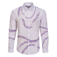 Aloha Lei Mikioi Family Matching Mermaid Dress and Hawaiian Shirt Purple Polynesian Tribal Tatau Pattern LT9 Dad's Shirt - Long Sleeve Purple - Polynesian Pride
