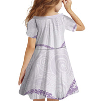 Aloha Lei Mikioi Kid Short Sleeve Dress Purple Polynesian Tribal Tatau Pattern LT9 - Polynesian Pride