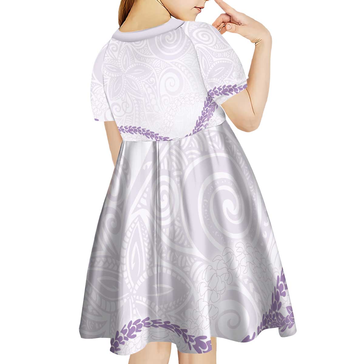 Aloha Lei Mikioi Kid Short Sleeve Dress Purple Polynesian Tribal Tatau Pattern LT9 - Polynesian Pride