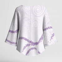 Aloha Lei Mikioi Kimono Sleeve Blouse Purple Polynesian Tribal Tatau Pattern LT9 - Polynesian Pride