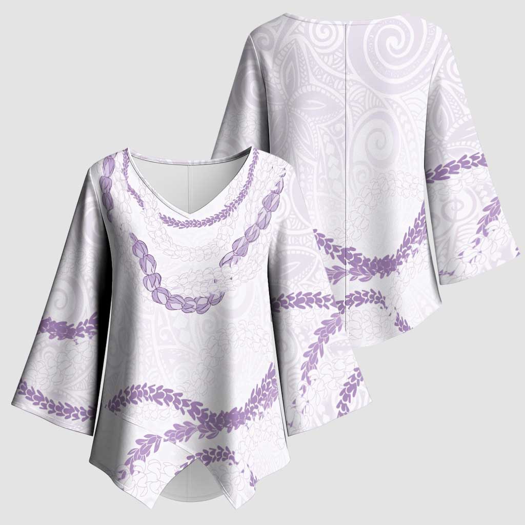 Aloha Lei Mikioi Kimono Sleeve Blouse Purple Polynesian Tribal Tatau Pattern LT9 - Polynesian Pride
