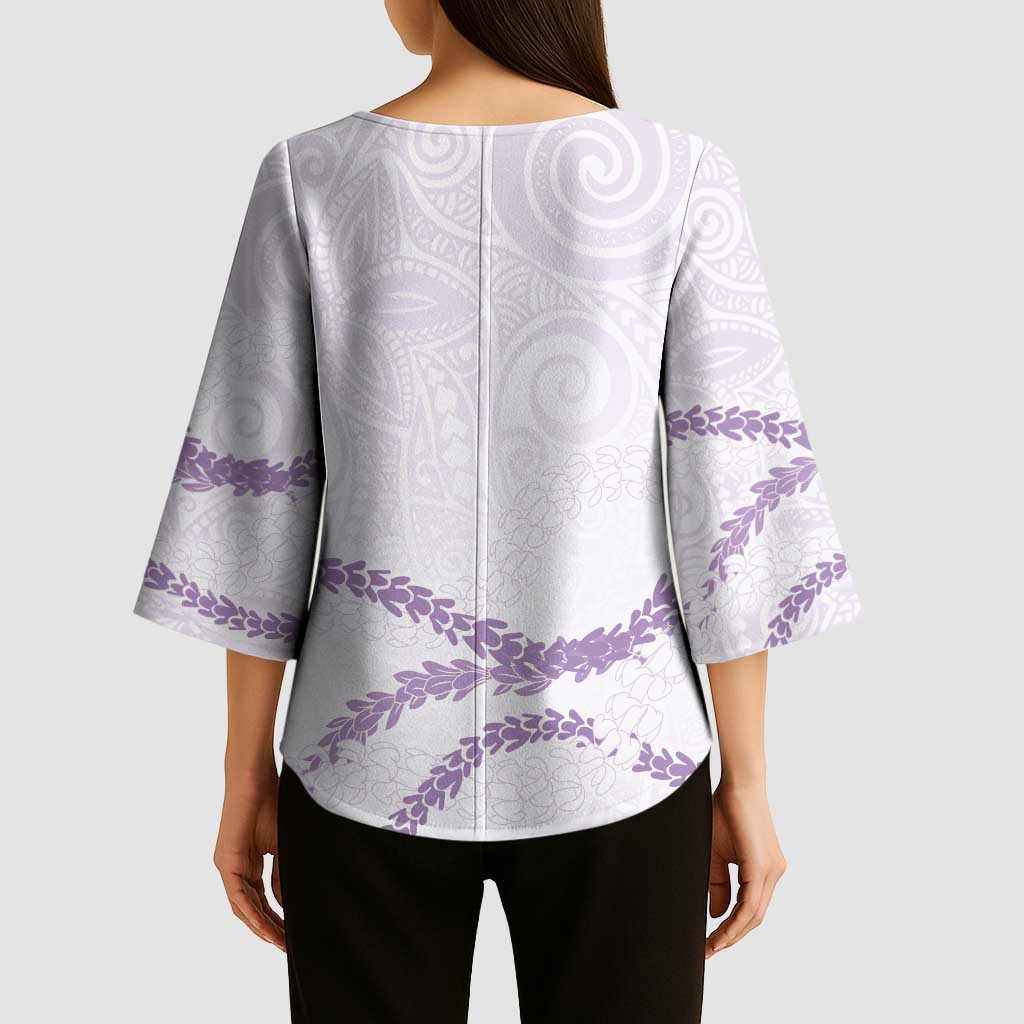 Aloha Lei Mikioi Kimono Sleeve Blouse Purple Polynesian Tribal Tatau Pattern LT9 - Polynesian Pride