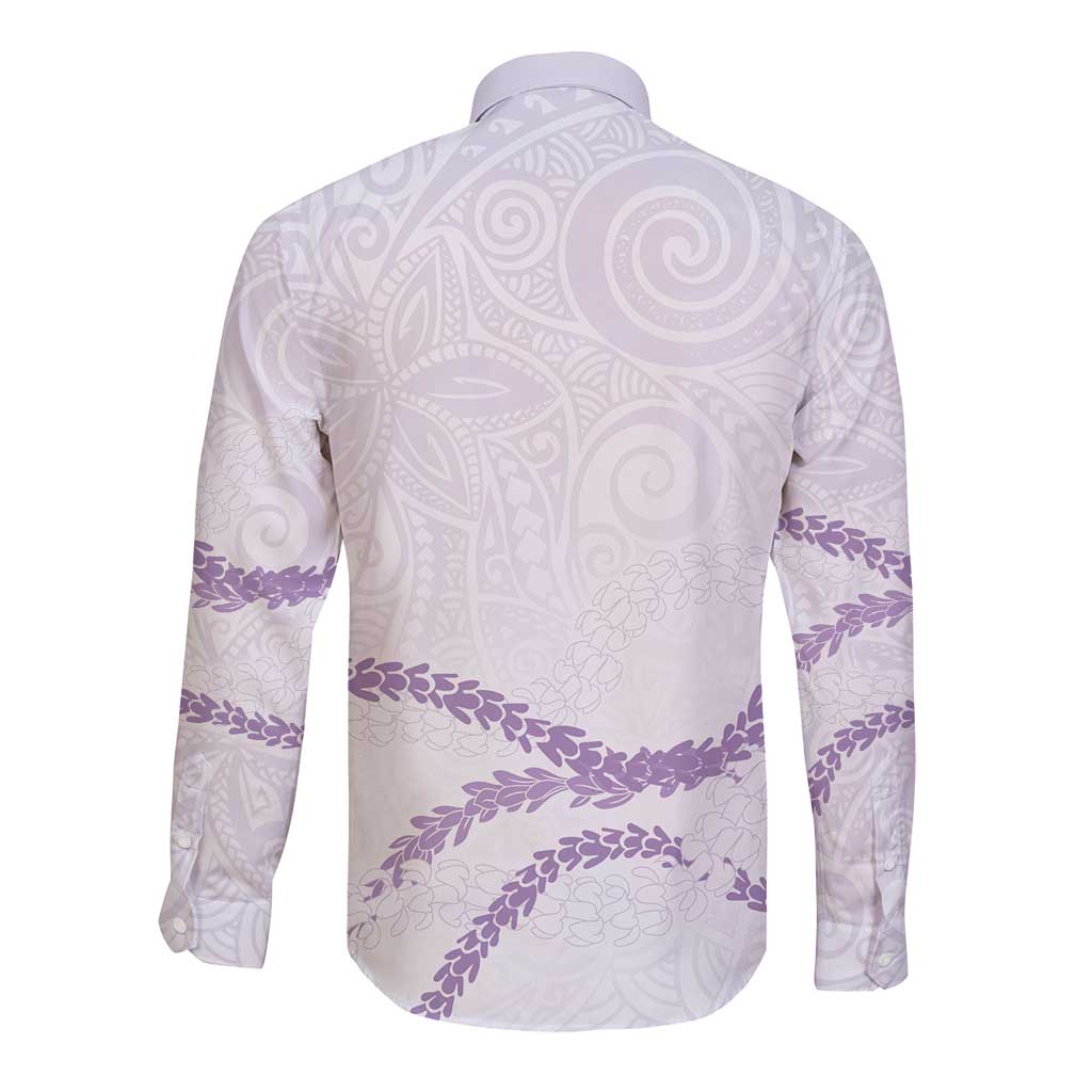 Aloha Lei Mikioi Long Sleeve Button Shirt Purple Polynesian Tribal Tatau Pattern LT9 - Polynesian Pride