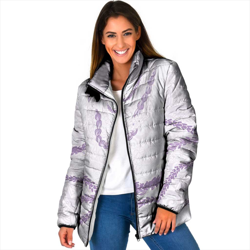 Aloha Lei Mikioi Padded Jacket Purple Polynesian Tribal Tatau Pattern LT9 Women Purple - Polynesian Pride